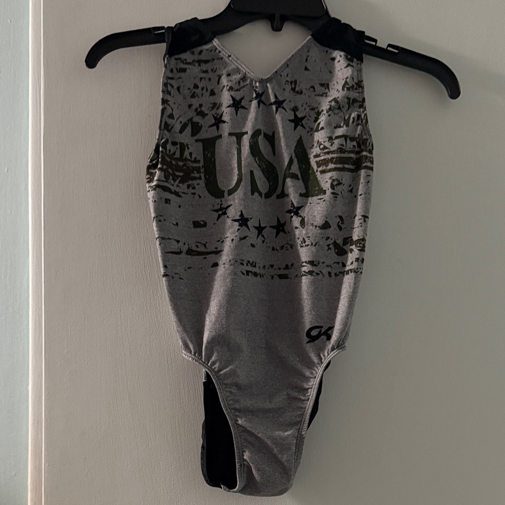 GK Gray and Black USA Leotard